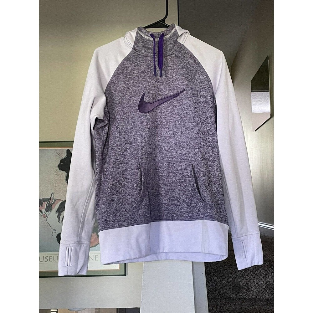 Nike Therma Fit Hoodie Women's Size L Sweatshirt Purple Long Sleeve